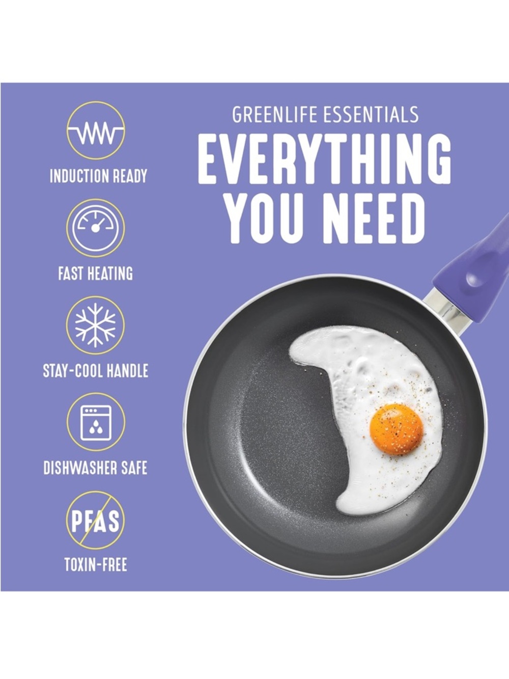 GreenLife Essentials 8" Frying Pan Skillet Ceramic Nonstick, Induction Ready - Picture 3 of 8